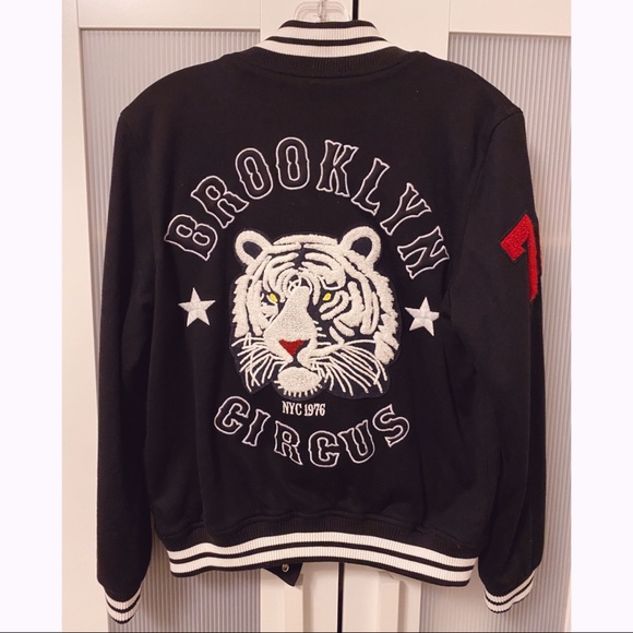 Black & White Letterman Tiger Jacket Sporty Stripe - Picture 2 of 8